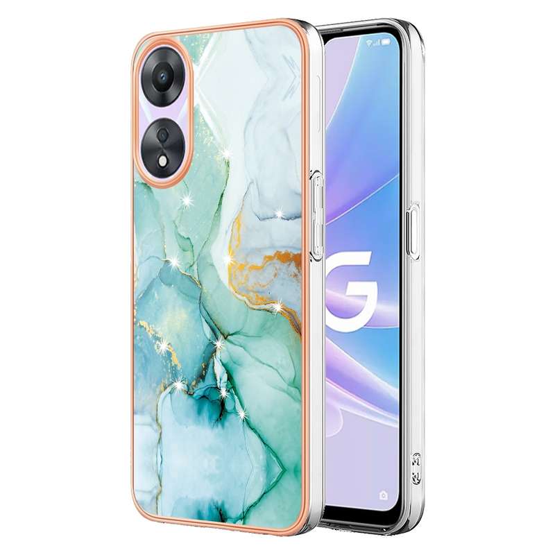 For OPPO A78/A58 Electroplating Marble Dual-side IMD Phone Case(Rose Gold 005)