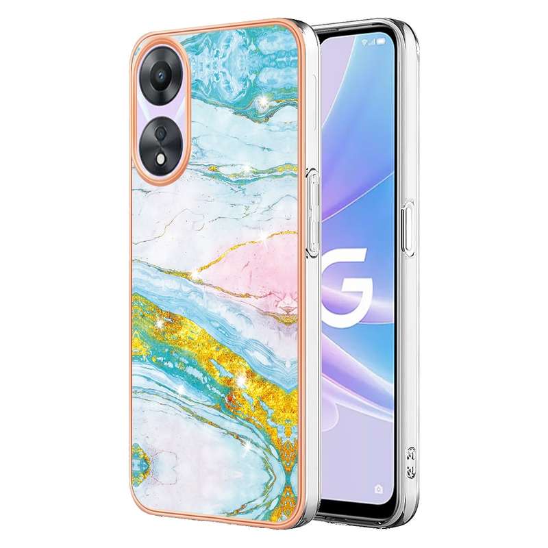 For OPPO A78/A58 Electroplating Marble Dual-side IMD Phone Case(Rose Gold 005)