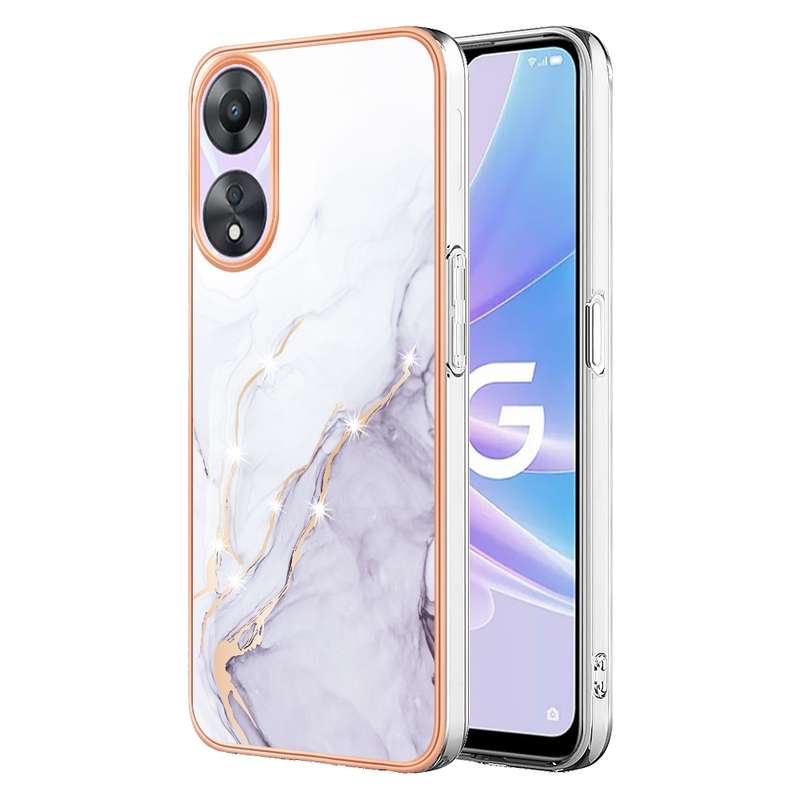 For OPPO A78/A58 Electroplating Marble Dual-side IMD Phone Case(Rose Gold 005)