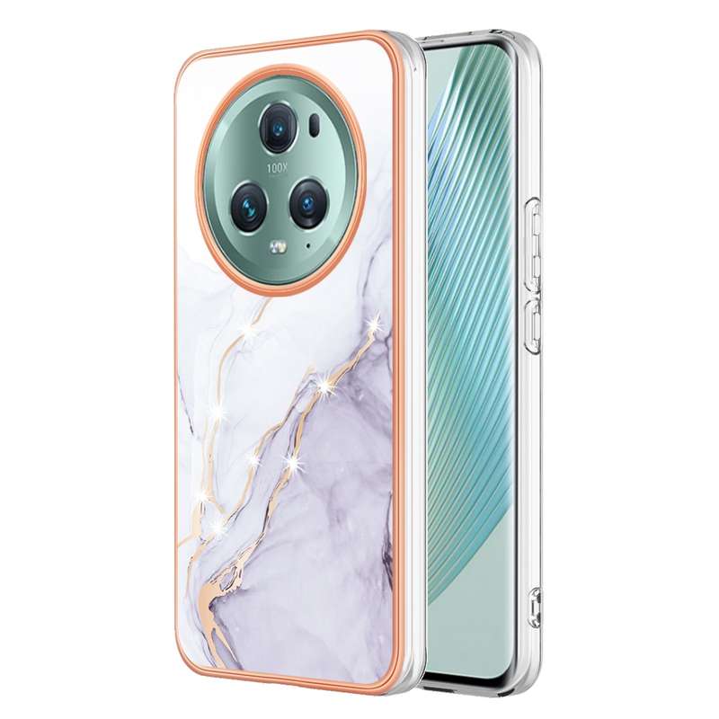 For Honor X9a/Magic5 Lite Electroplating Marble Dual-side IMD Phone Case(Green 003)
