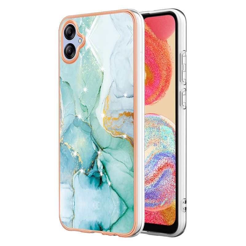 For Samsung Galaxy A04e Electroplating Marble Dual-side IMD Phone Case(Purple 002)