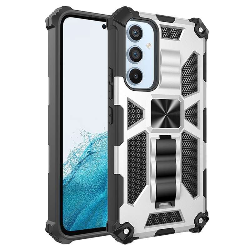 For Samsung Galaxy A54 5G Armor Shockproof TPU + PC Magnetic Protective Phone Case with Holder(Black