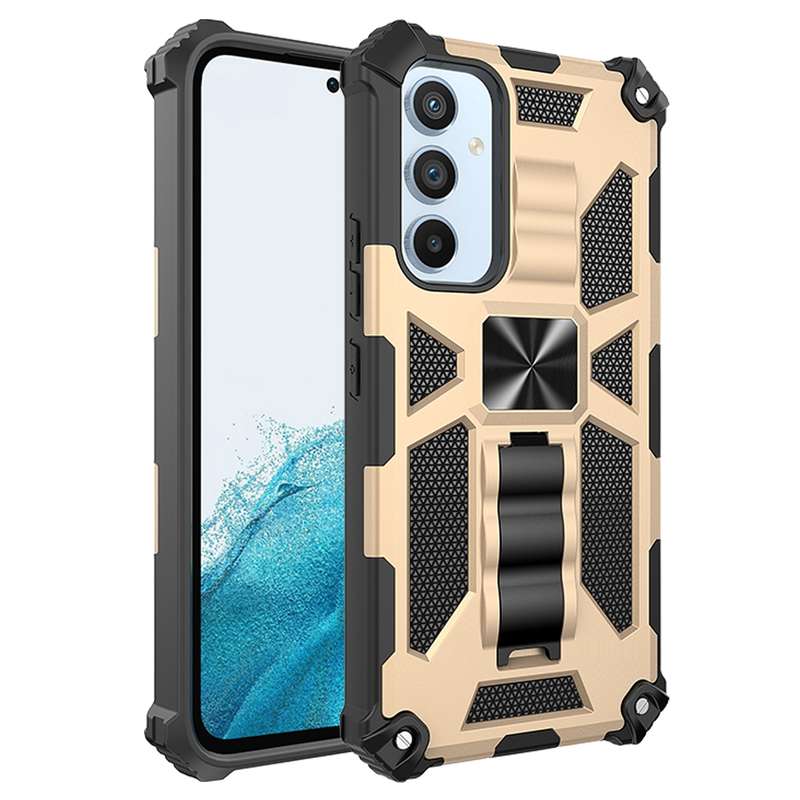 For Samsung Galaxy A54 5G Armor Shockproof TPU + PC Magnetic Protective Phone Case with Holder(Black
