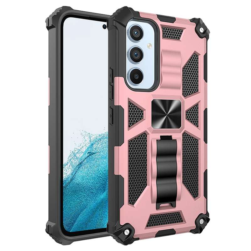 For Samsung Galaxy A54 5G Armor Shockproof TPU + PC Magnetic Protective Phone Case with Holder(Black