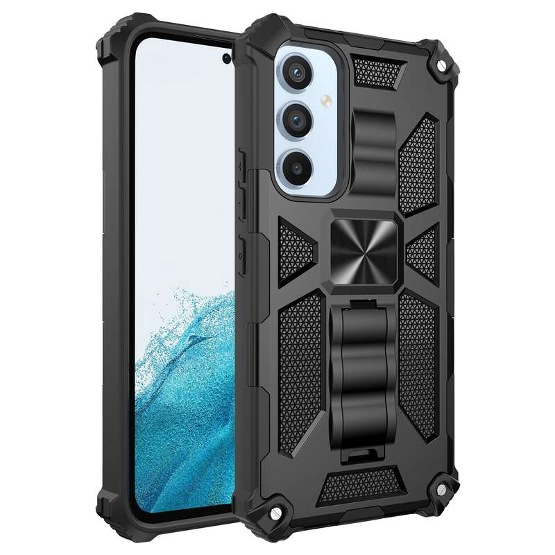 For Samsung Galaxy A54 5G Armor Shockproof TPU + PC Magnetic Protective Phone Case with Holder(Black