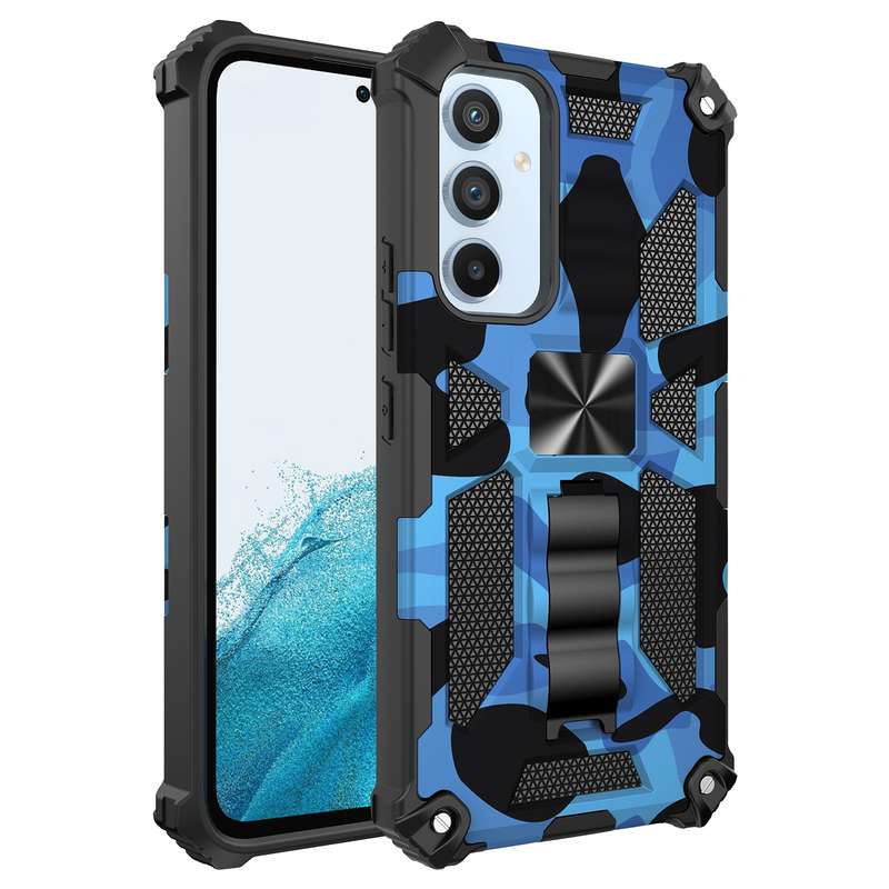 For Samsung Galaxy A54 5G Camouflage Armor Shockproof TPU + PC Magnetic Protective Phone Case with H
