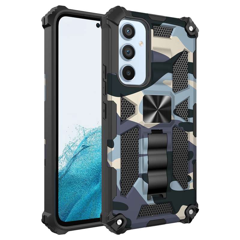For Samsung Galaxy A54 5G Camouflage Armor Shockproof TPU + PC Magnetic Protective Phone Case with H