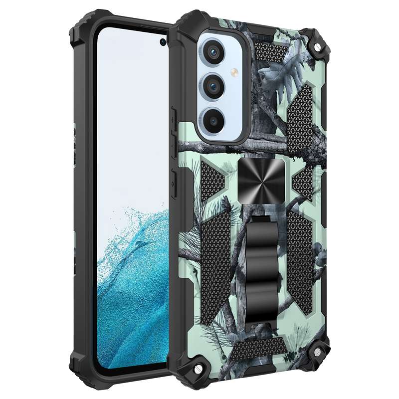 For Samsung Galaxy A54 5G Camouflage Armor Shockproof TPU + PC Magnetic Protective Phone Case with H