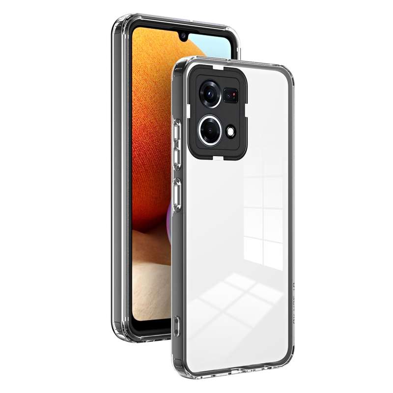 For OPPO Reno7 4G / Reno8 4G / F21 Pro 4G 3 in 1 Clear TPU Color PC Frame Phone Case(Purple)