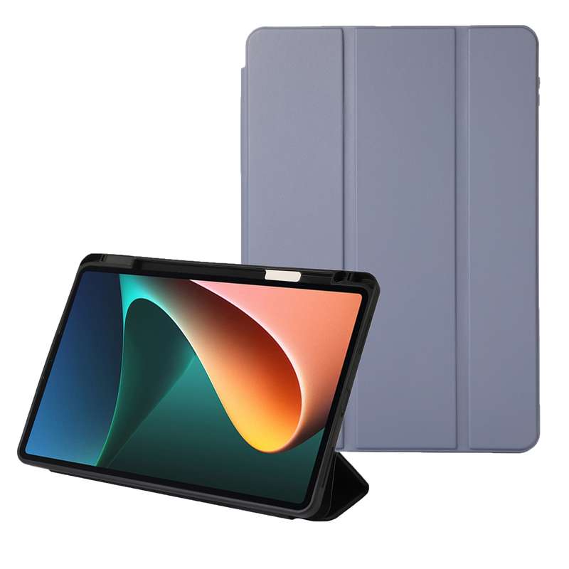 For Xiaomi Pad 5 Solid Color 3-folding Leather Tablet Case(Dark Green)