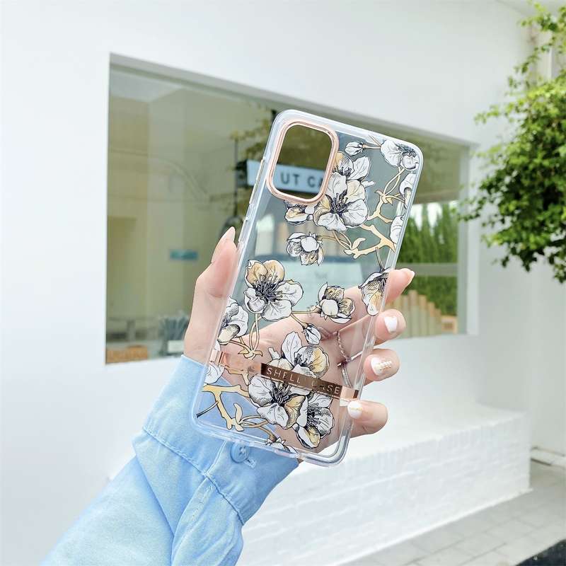 For Samsung Galaxy A54 5G High Translucent Electroplating Flower Pattern TPU + PC Phone Case(Hibiscu