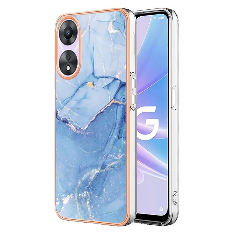 For OPPO A78/A58 Electroplating Marble Dual-side IMD Phone Case(Rose Red 014)