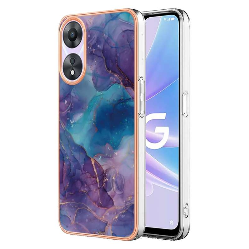 For OPPO A78/A58 Electroplating Marble Dual-side IMD Phone Case(Rose Red 014)