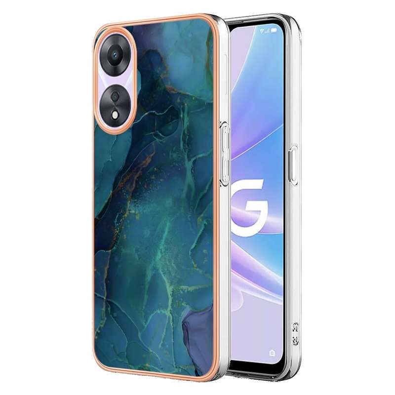 For OPPO A78/A58 Electroplating Marble Dual-side IMD Phone Case(Rose Red 014)