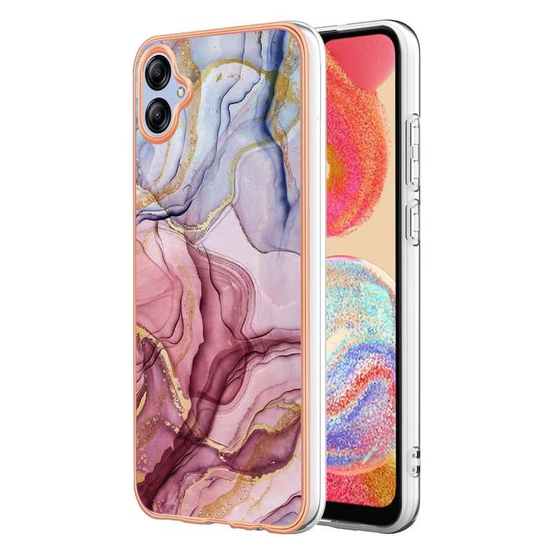 For Samsung Galaxy A04e Electroplating Marble Dual-side IMD Phone Case(Rose Red 014)