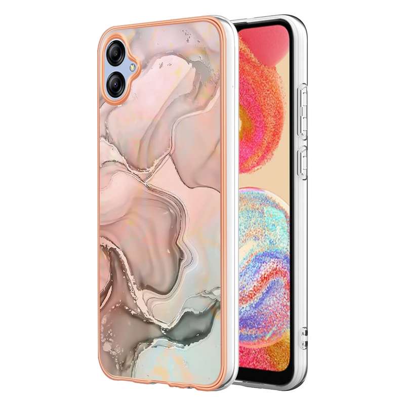 For Samsung Galaxy A04e Electroplating Marble Dual-side IMD Phone Case(Rose Red 014)