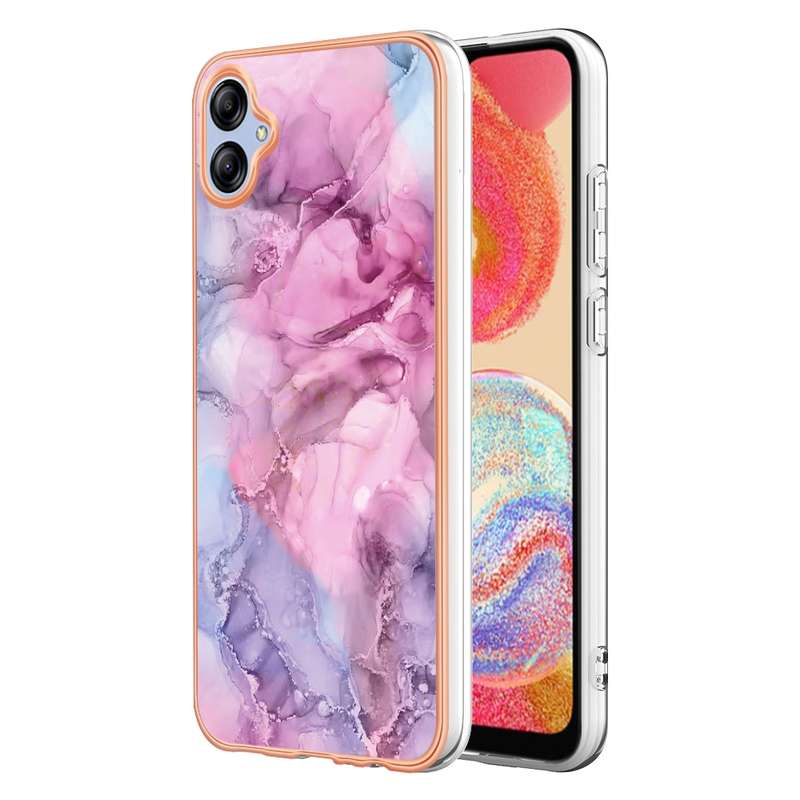 For Samsung Galaxy A04e Electroplating Marble Dual-side IMD Phone Case(Rose Red 014)