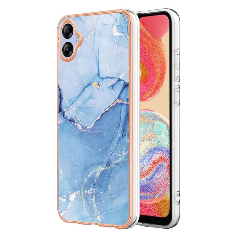 For Samsung Galaxy A04e Electroplating Marble Dual-side IMD Phone Case(Rose Red 014)