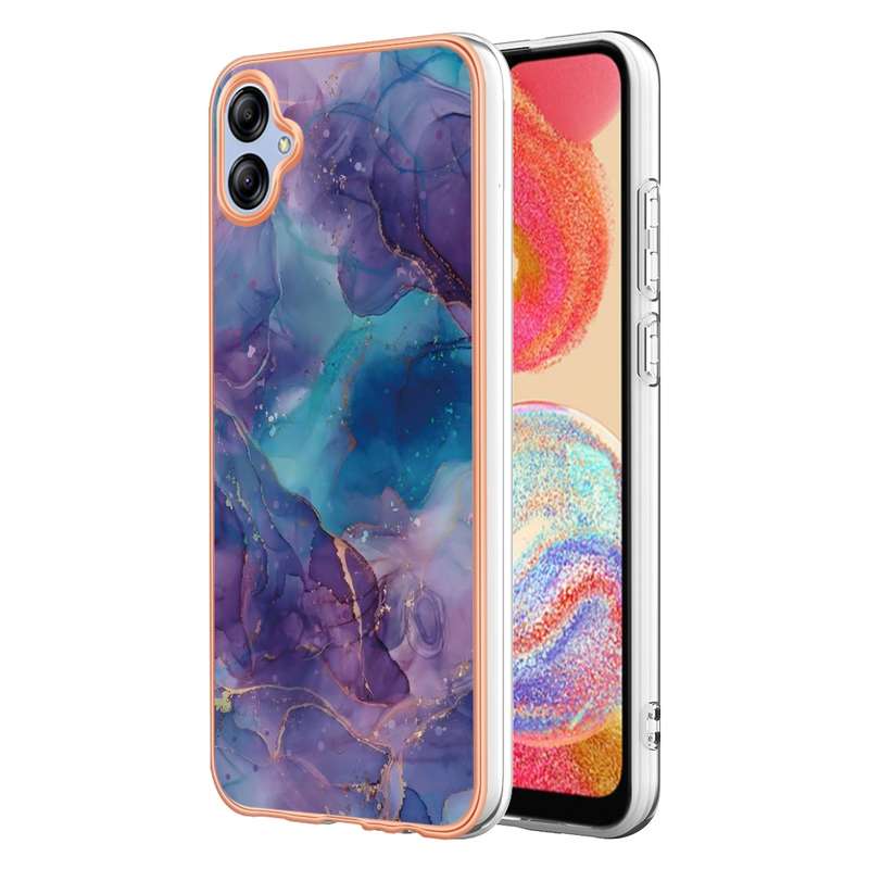 For Samsung Galaxy A04e Electroplating Marble Dual-side IMD Phone Case(Rose Red 014)