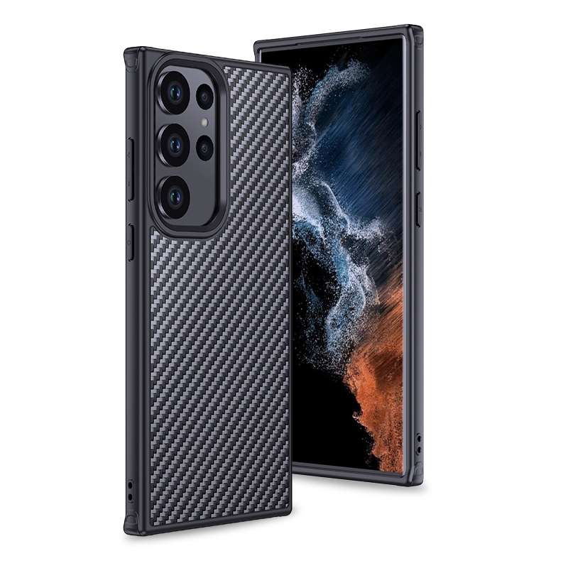 For Samsung Galaxy S23 Ultra 5G wlons Magsafe Carbon Fiber Kevlar TPU Phone Case(Black)