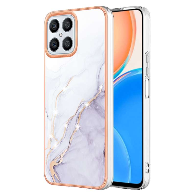 For Honor X8 4G Electroplating Marble Dual-side IMD Phone Case(Rose Gold 005)