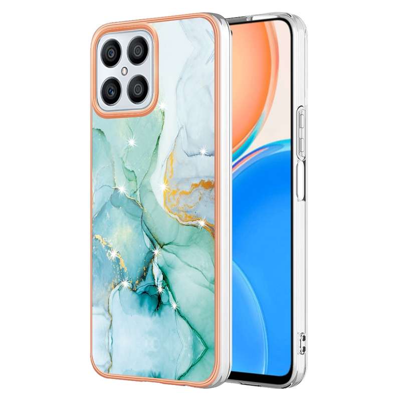 For Honor X8 4G Electroplating Marble Dual-side IMD Phone Case(Rose Gold 005)