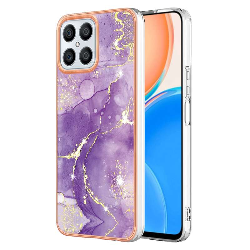 For Honor X8 4G Electroplating Marble Dual-side IMD Phone Case(Rose Gold 005)