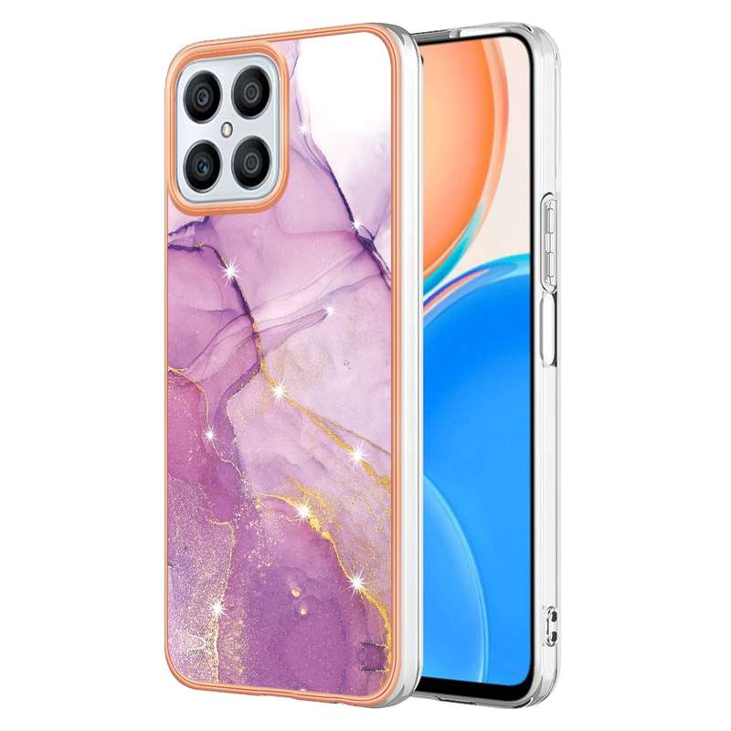 For Honor X8 4G Electroplating Marble Dual-side IMD Phone Case(Rose Gold 005)