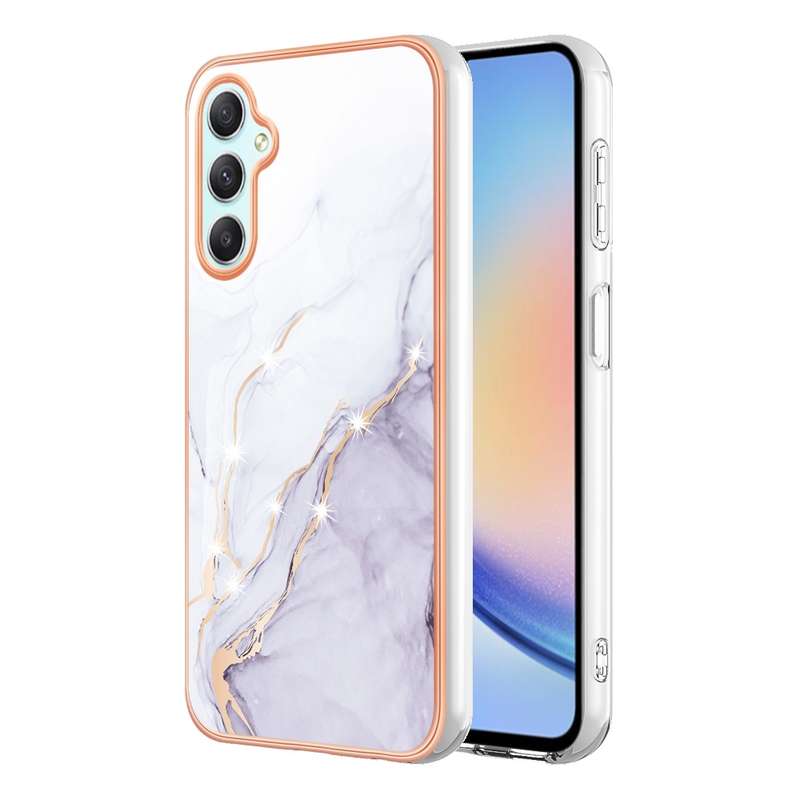 For Samsung Galaxy A24 Electroplating Marble Dual-side IMD Phone Case(Purple 001)