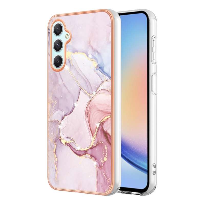 For Samsung Galaxy A24 Electroplating Marble Dual-side IMD Phone Case(Purple 001)