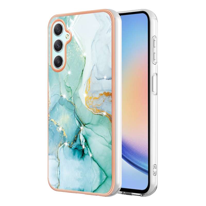 For Samsung Galaxy A24 Electroplating Marble Dual-side IMD Phone Case(Purple 001)