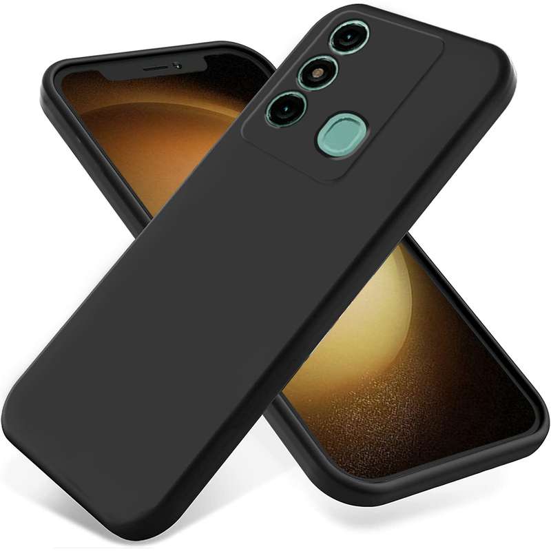 For Itel P38 Pro / Vision 3 Plus Pure Color Liquid Silicone Shockproof Phone Case(Black)