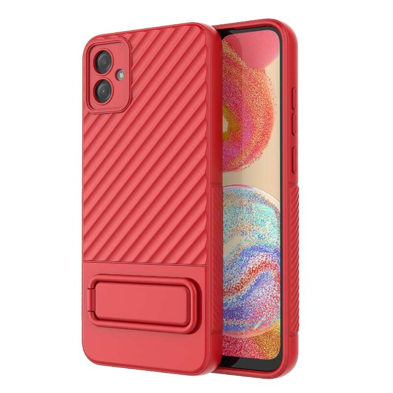 For Samsung Galaxy A04e 4G Wavy Texture TPU Phone Case with Lens Film(Purple)