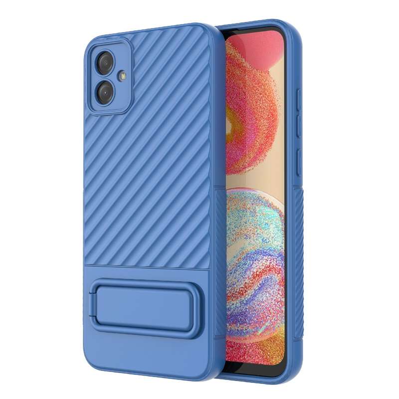 For Samsung Galaxy A04e 4G Wavy Texture TPU Phone Case with Lens Film(Purple)