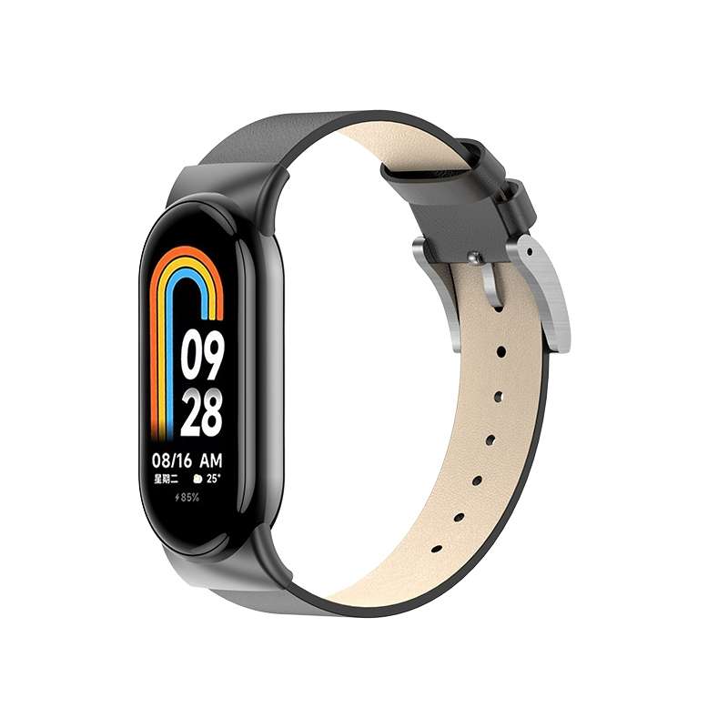 For Xiaomi Mi Band 8 12mm Leather Replacement Watch Band(White)