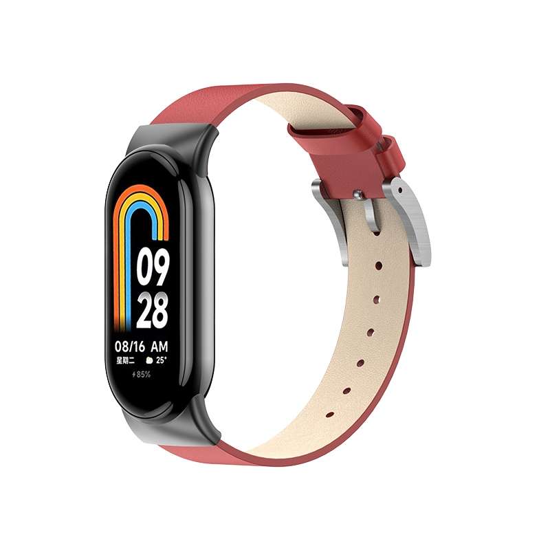 For Xiaomi Mi Band 8 12mm Leather Replacement Watch Band(White)