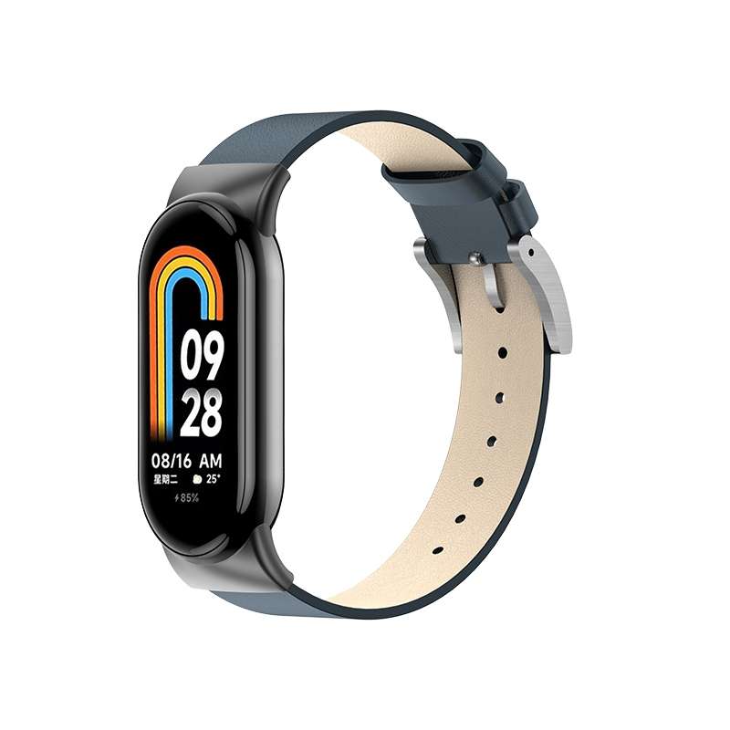 For Xiaomi Mi Band 8 12mm Leather Replacement Watch Band(White)