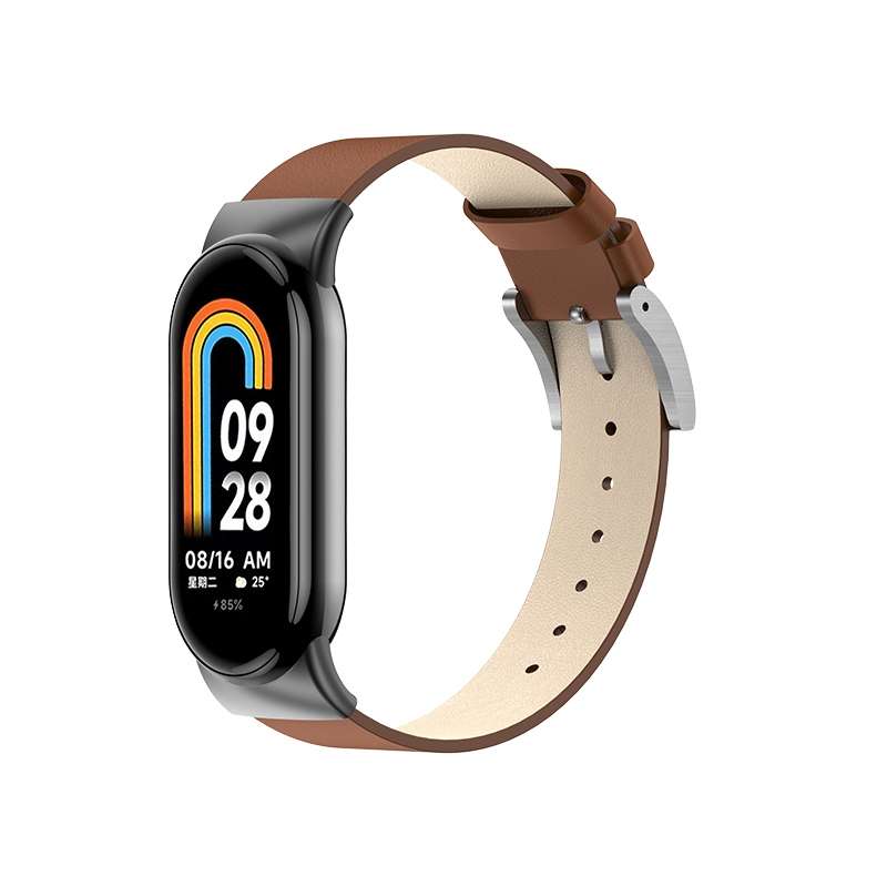 For Xiaomi Mi Band 8 12mm Leather Replacement Watch Band(White)