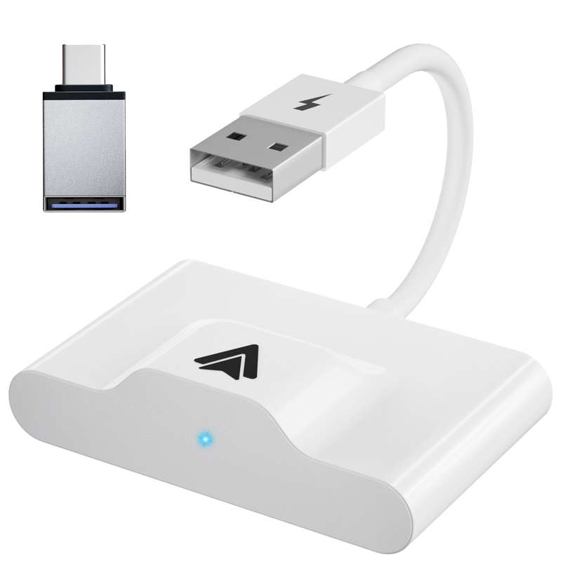 THT-020-3+ USB + USB-C / Type-C Wired to Wireless Carplay Adapter for Android Smartphone(Black)