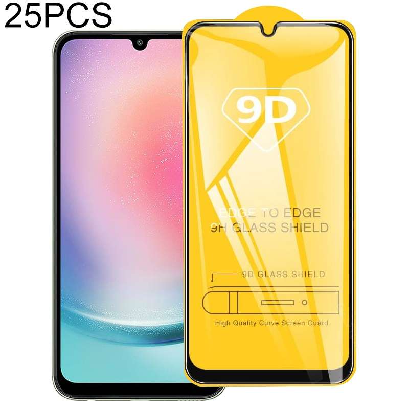 For Samsung Galaxy A24 4G 25pcs 9D Full Glue Full Screen Tempered Glass Film