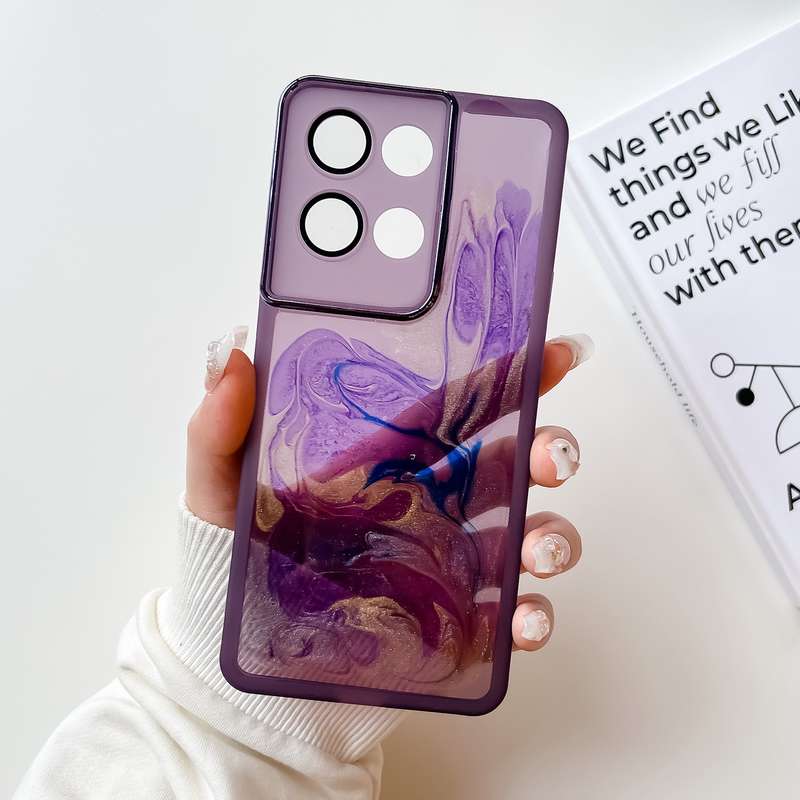 For OPPO Reno8 Pro Oil Painting Electroplating TPU Phone Case(White)