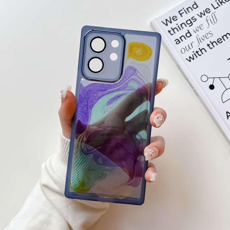 For OPPO Reno7 Oil Painting Electroplating TPU Phone Case(Grey)