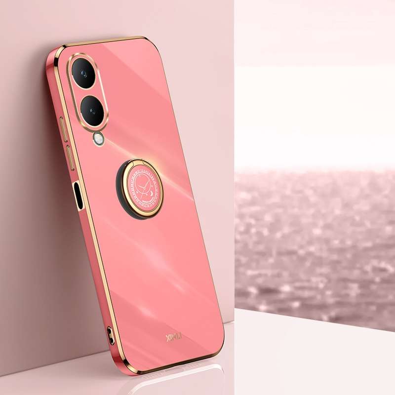 For vivo Y17S 4G XINLI Straight Edge 6D Electroplate TPU Phone Case with Ring Holder(Celestial Blue)