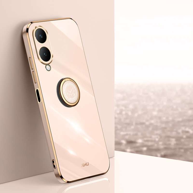 For vivo Y17S 4G XINLI Straight Edge 6D Electroplate TPU Phone Case with Ring Holder(Celestial Blue)