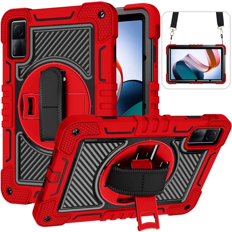 For Xiaomi Redmi Pad 10.61 360 Degree Rotation PC Contrast Silicone Tablet Case(Black)