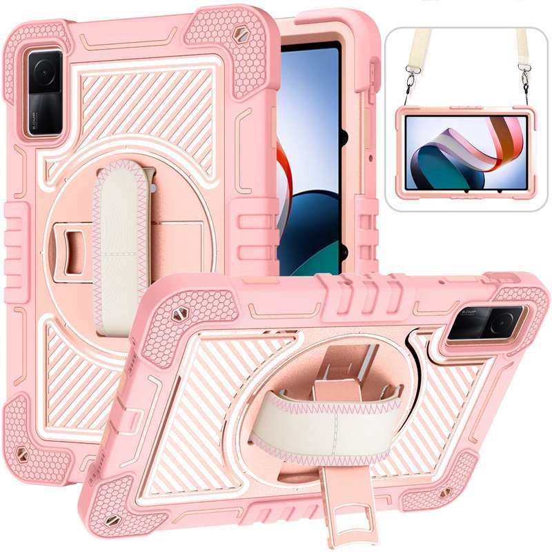 For Xiaomi Redmi Pad 10.61 360 Degree Rotation PC Contrast Silicone Tablet Case(Black)