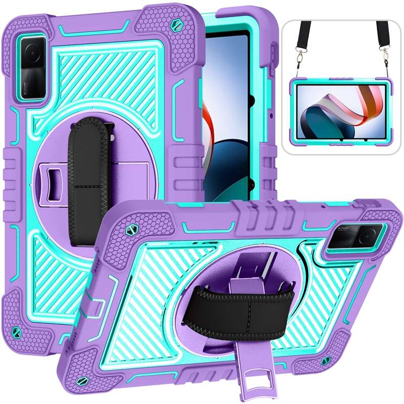For Xiaomi Redmi Pad 10.61 360 Degree Rotation PC Contrast Silicone Tablet Case(Black)