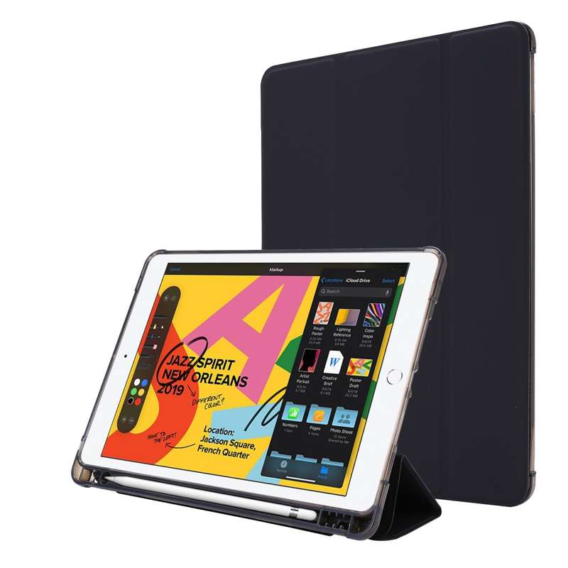 For iPad 10.2 2021 / 2020 / 2019 Airbag Horizontal Flip Leather Case with Three-fold Holder & Pen Ho