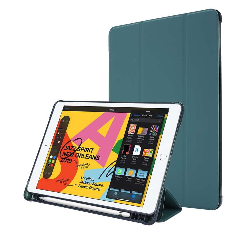 For iPad 10.2 2021 / 2020 / 2019 Airbag Horizontal Flip Leather Case with Three-fold Holder & Pen Ho