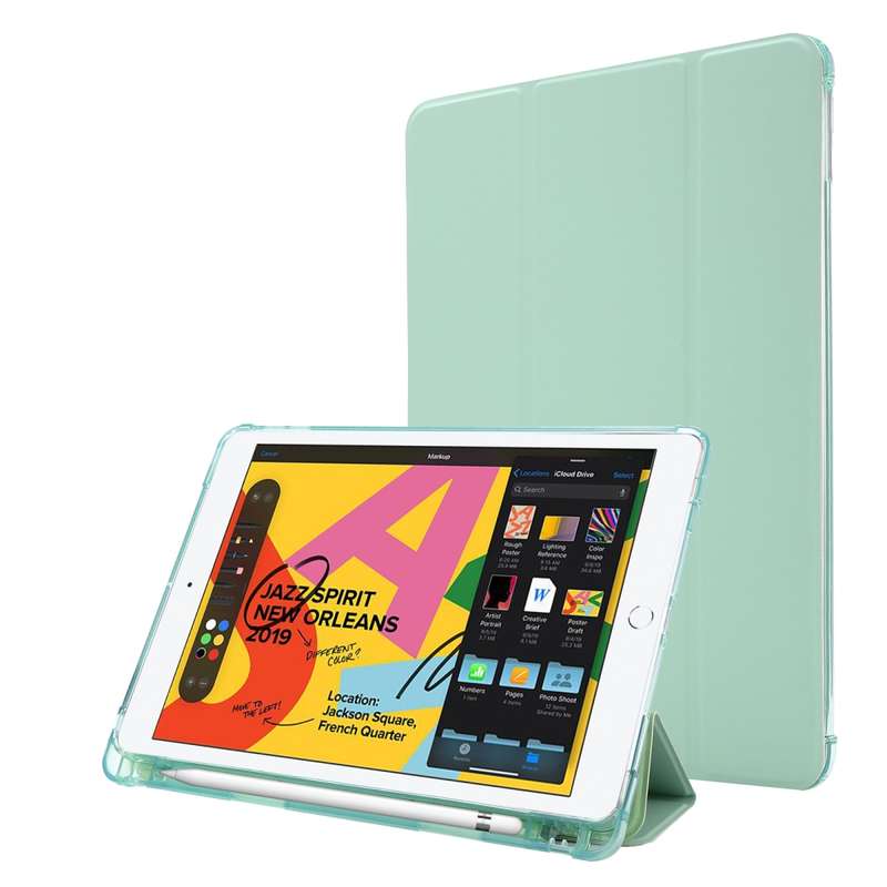 For iPad 10.2 2021 / 2020 / 2019 Airbag Horizontal Flip Leather Case with Three-fold Holder & Pen Ho